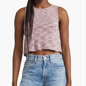 Free People Best of  Us Sweater Tank in Onyx Blossom Cropped Lace Up‎ Large NWT